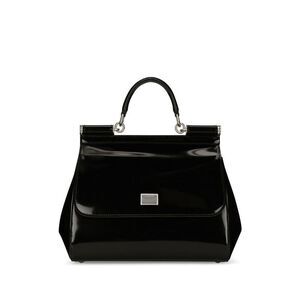 DOLCE & GABBANA Structured Patent Top Handle Bag Women BLACK Handbags
